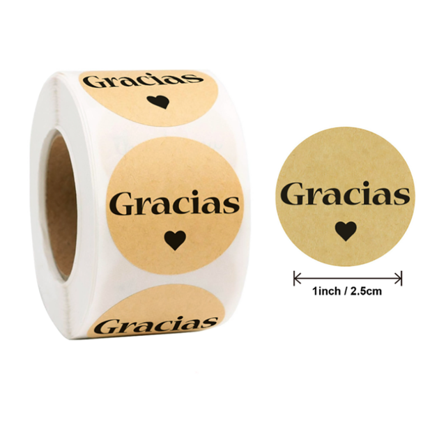50-500 sztuk hiszpańskie naklejki 1 cal Gracias naklejki pieczone z miłością na etykiety prezent Seal Decor - Wianko - 3