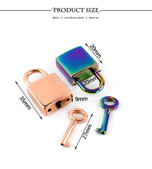 Meetee - Zestaw 2/5 torebek metalowych z zapięciem typu Turn Lock Twist, wraz z kłódką z kluczem, do tworzenia oryginalnych torebek, walizek i sprzętu - Wianko - 6