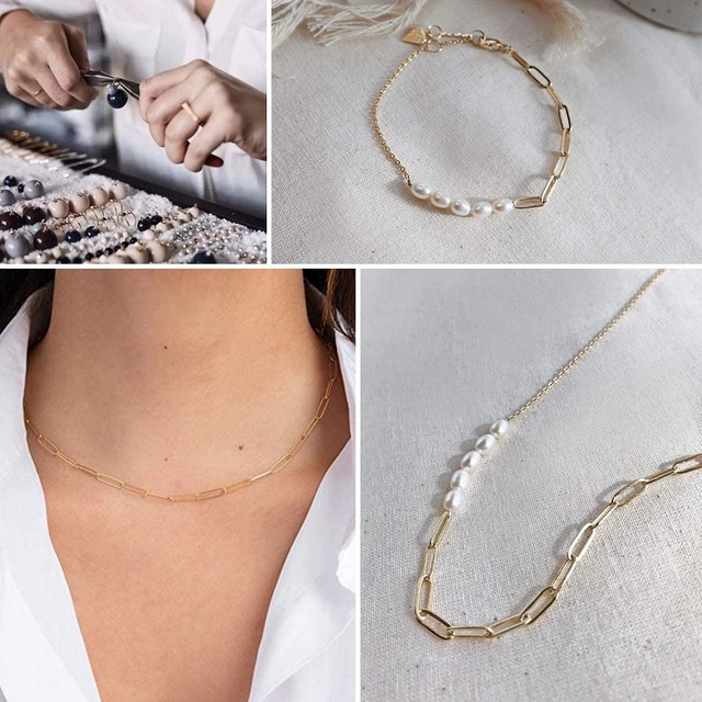 18K złoty spinacz Link Chain z mosiądzu, oceniana biżuteria DIY - Wianko - 9