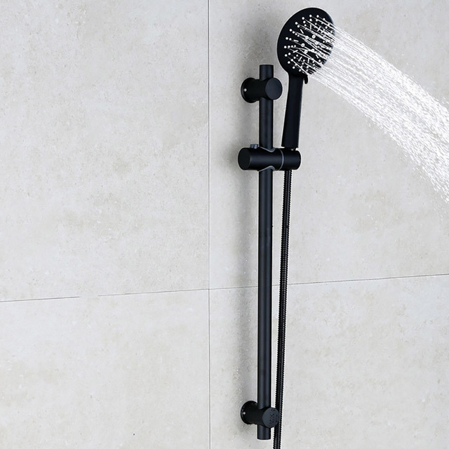 Czarna wanna belka ślizgowa do prysznica z regulowaną stalową szyną i akcesoriami łazienkowymi - Wianko - 1