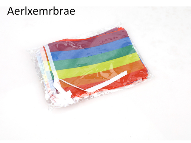Flaga poliestrowa Gay Pride Peace Aerlxemrbrae 5.5M, 20szt./set, 14cmx21cm, tęcza string - Wianko - 4