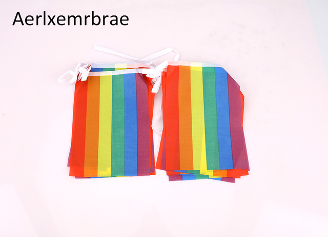 Flaga poliestrowa Gay Pride Peace Aerlxemrbrae 5.5M, 20szt./set, 14cmx21cm, tęcza string - Wianko - 3