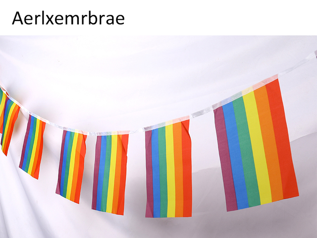 Flaga poliestrowa Gay Pride Peace Aerlxemrbrae 5.5M, 20szt./set, 14cmx21cm, tęcza string - Wianko - 2