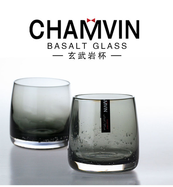 Chamfin Whisky - szklany kubek szary z efektem wirowym na dolnym brzegu projektowany przez Eddy'ego Bottoma, idealny do whisky i wina - Wianko - 1