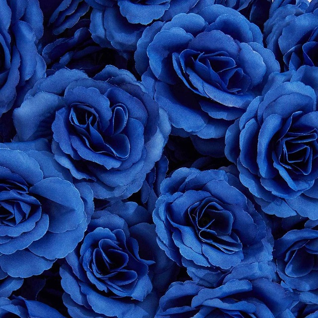 Sztuczne kwiaty róży z jedwabnymi główkami, 100 sztuk - dekoracja ubrań, kapeluszy, albumów i ślubów (ciemnoniebieski i złoty) - Wianko - 8