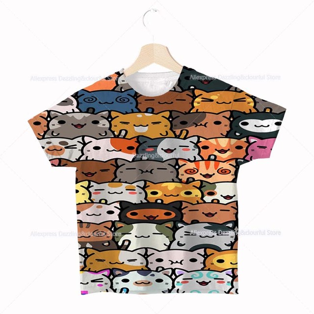 Koszulka dla dzieci - Neko Atsume kot 3D, wzór motyw Anime, rodzaj Cartoon, Camiseta Streetwear Tee, dla chłopców i dziewcząt, maluchyOstateczna wersja tytułu: Koszulka dla dzieci Neko Atsume kot 3D - wzór Anime Cartoon, Streetwear Tee, dla chłopców i dziewcząt - Wianko - 5