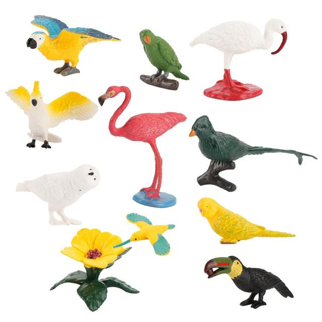 Zestaw 10 realistycznych modeli ptaków - plastikowe figurki zwierząt, kakadu, flaminga, kolibra, ara - Wianko - 4