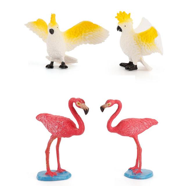 Zestaw 10 realistycznych modeli ptaków - plastikowe figurki zwierząt, kakadu, flaminga, kolibra, ara - Wianko - 1