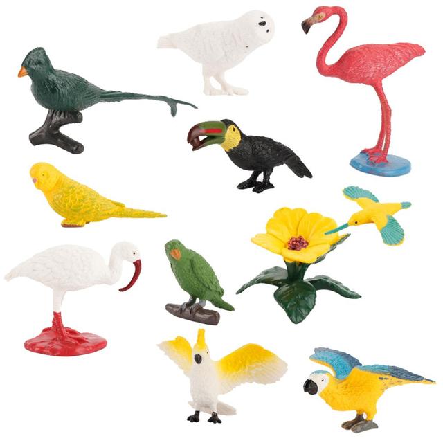 Zestaw 10 realistycznych modeli ptaków - plastikowe figurki zwierząt, kakadu, flaminga, kolibra, ara - Wianko - 5