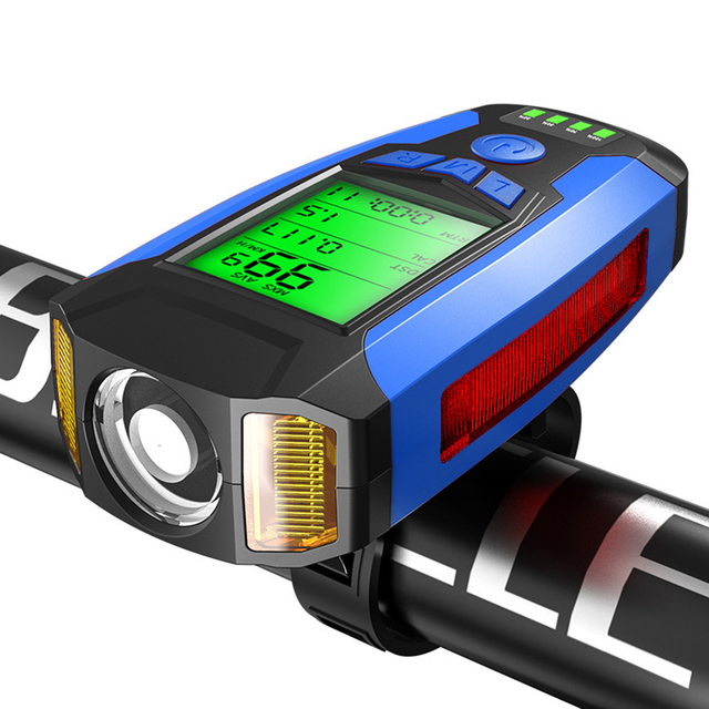 Lampa przednia rowerowa USB z wyświetlaczem LCD, dzwonkiem 130dB, prędkościomierzem i akumulatorem - Wianko - 15