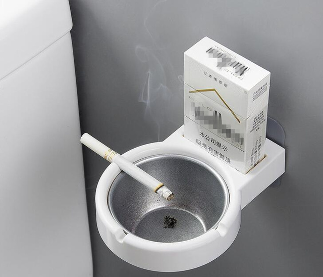 Przenośna popielniczka ścienna ze stali nierdzewnej z kieszeniami i uchwytami do przechowywania w toalecie i biurze - Wianko - 3