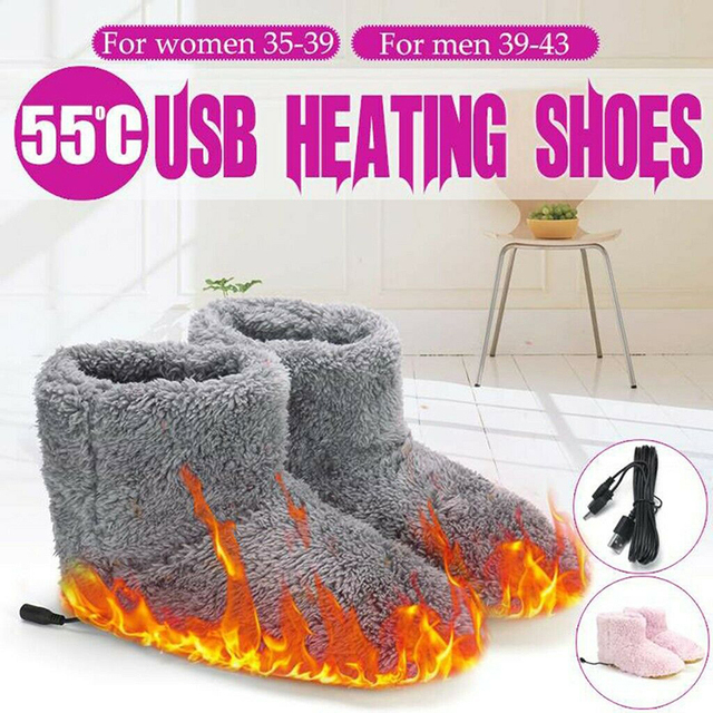 Ciepłe elektryczne pantofle pluszowe z USB na zimę dla mężczyzn i kobiet (S7) - zmywalne stóp cieplnych pantofli - Wianko - 5