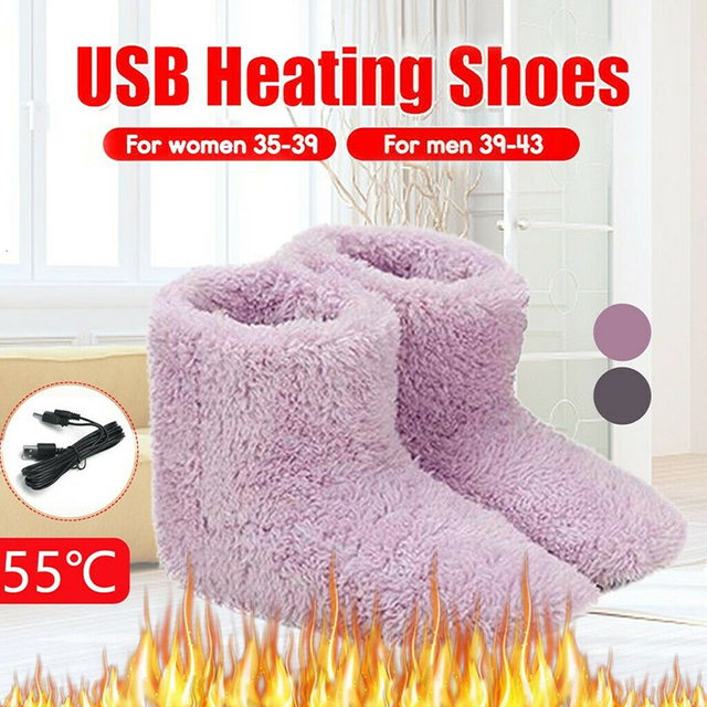 Ciepłe elektryczne pantofle pluszowe z USB na zimę dla mężczyzn i kobiet (S7) - zmywalne stóp cieplnych pantofli - Wianko - 6