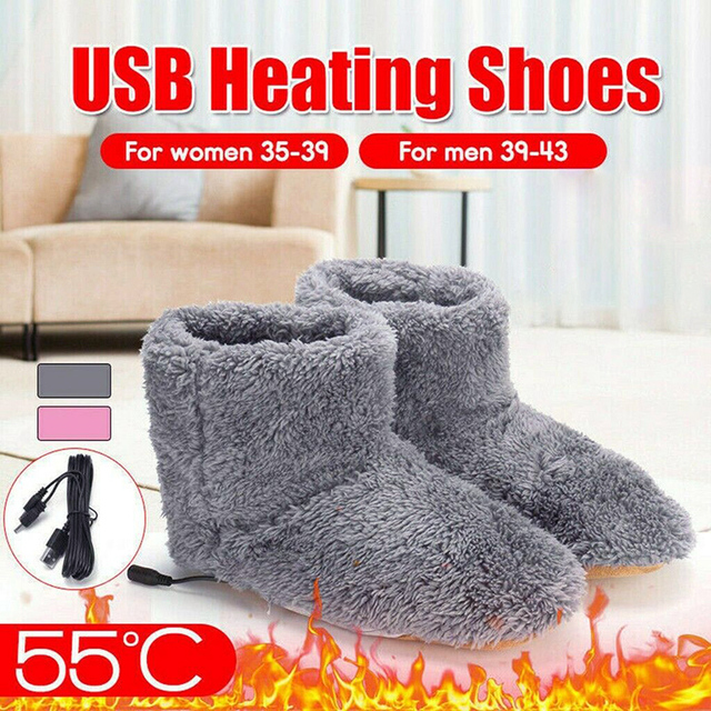 Ciepłe elektryczne pantofle pluszowe z USB na zimę dla mężczyzn i kobiet (S7) - zmywalne stóp cieplnych pantofli - Wianko - 1