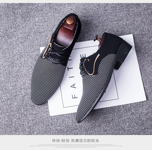 Męskie skórzane buty biznesowe w kratkę, rozmiar 38-48, czarne, spiczaste, oddychające - Wianko - 10