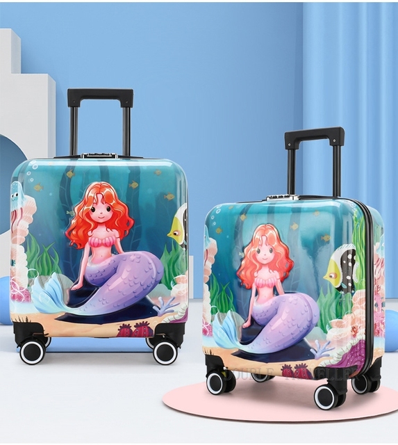 Torba na kółkach dla dzieci 18'' w motywy kreskówek, podręczna walizka podróżna różowej koloru dla dziewcząt i chłopców - Wianko - 14