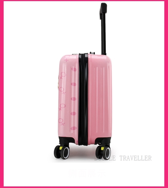 Torba na kółkach dla dzieci 18'' w motywy kreskówek, podręczna walizka podróżna różowej koloru dla dziewcząt i chłopców - Wianko - 18