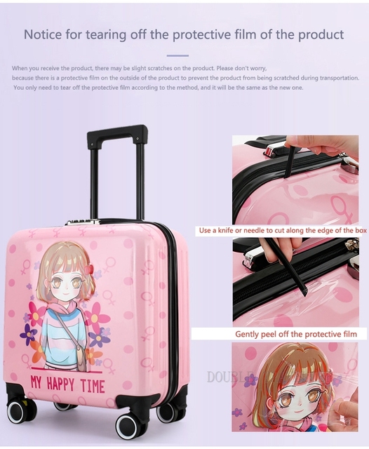 Torba na kółkach dla dzieci 18'' w motywy kreskówek, podręczna walizka podróżna różowej koloru dla dziewcząt i chłopców - Wianko - 28