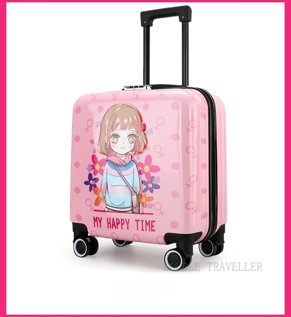 Torba na kółkach dla dzieci 18'' w motywy kreskówek, podręczna walizka podróżna różowej koloru dla dziewcząt i chłopców - Wianko - 17
