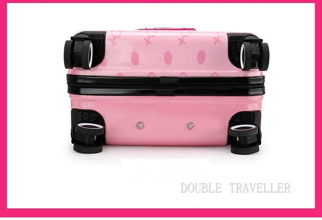 Torba na kółkach dla dzieci 18'' w motywy kreskówek, podręczna walizka podróżna różowej koloru dla dziewcząt i chłopców - Wianko - 21