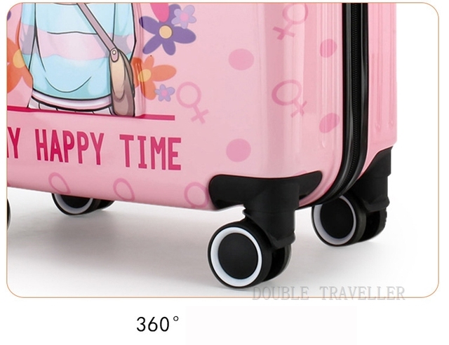 Torba na kółkach dla dzieci 18'' w motywy kreskówek, podręczna walizka podróżna różowej koloru dla dziewcząt i chłopców - Wianko - 23