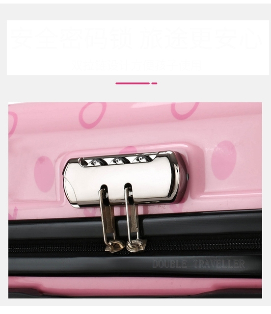Torba na kółkach dla dzieci 18'' w motywy kreskówek, podręczna walizka podróżna różowej koloru dla dziewcząt i chłopców - Wianko - 7