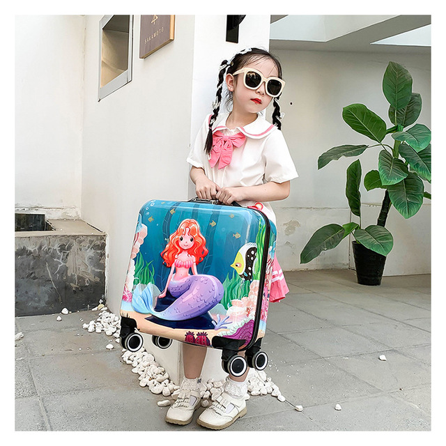 Torba na kółkach dla dzieci 18'' w motywy kreskówek, podręczna walizka podróżna różowej koloru dla dziewcząt i chłopców - Wianko - 31