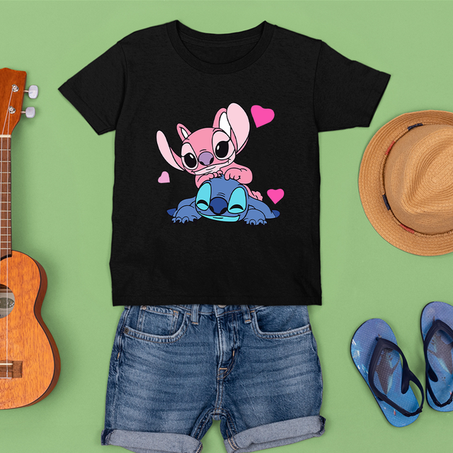 Koszulka dziecięca Stitch lato Harajuku Kawaii Disney czarno-białe drukowanie - profesjonalna moda dla dzieci, idealna na letnie dni! - Wianko - 10