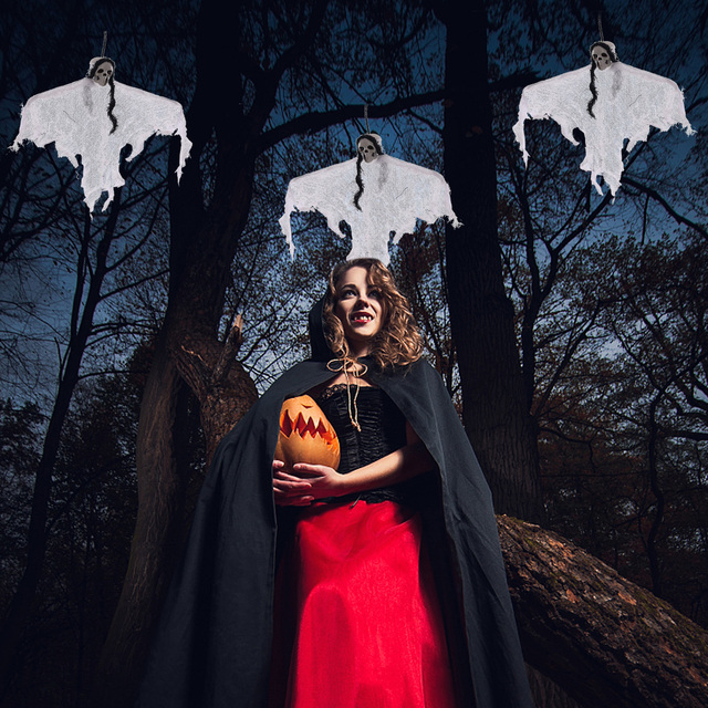 Halloween - Jednorazowe zastawy stołowe w zestawie Horror, dekoracje dynia, szkielet, czarownica - prop do zawieszenia, torba ze sznurkiem - strona główna Favor - Wianko - 20