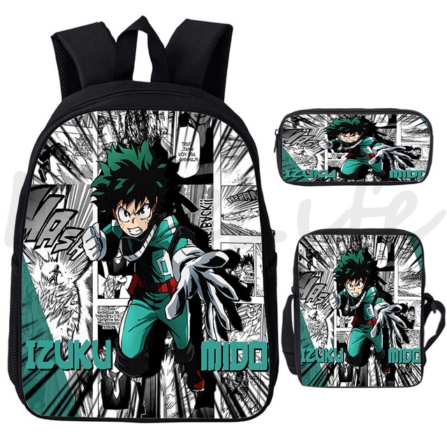 Plecak My Hero Academia - zestaw 3 sztuk (dla chłopców i dziewcząt), Mochilas, Boku no Hero Academia, Izuku, szkoła, torby - Wianko - 4