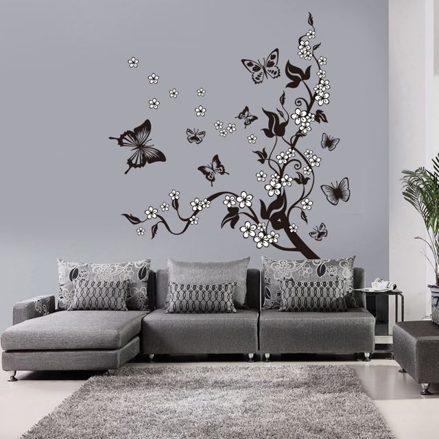 Naklejki ścienne - Kreatywny motyl kwiat - Dekoracyjne naklejki ścienne do salonu - PVC DIY sztuka na ścianę - Wianko - 5