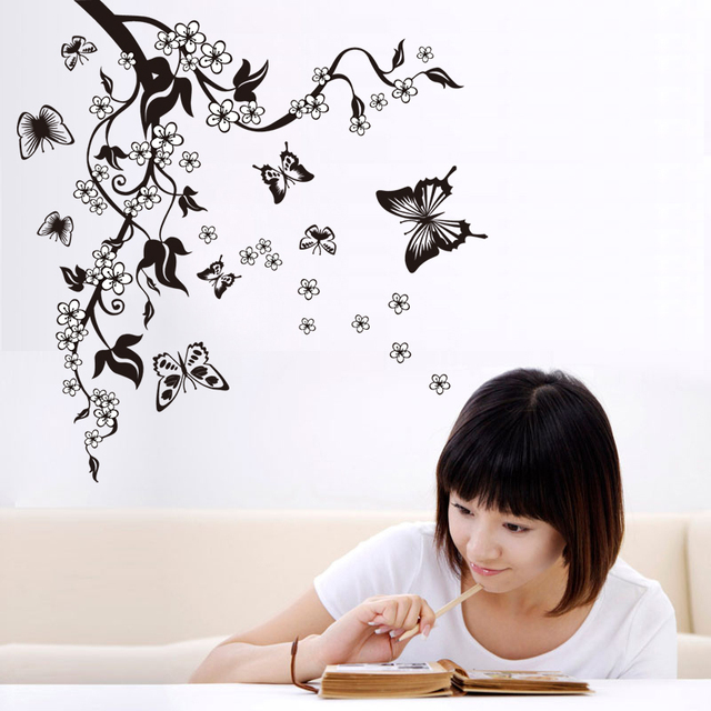 Naklejki ścienne - Kreatywny motyl kwiat - Dekoracyjne naklejki ścienne do salonu - PVC DIY sztuka na ścianę - Wianko - 4
