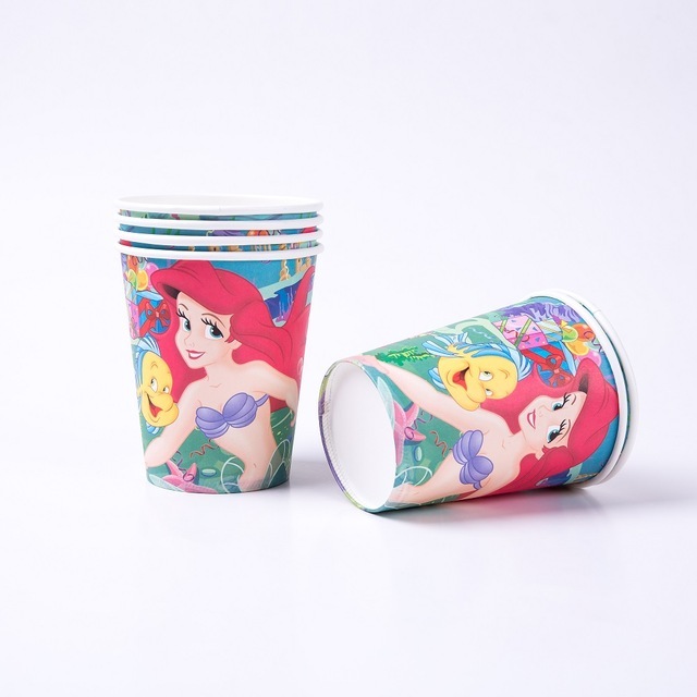 Zestaw dekoracji urodzinowych Mała Syrenka Ariel dla dziewczynki: talerze, kubki, słomki - Wianko - 7