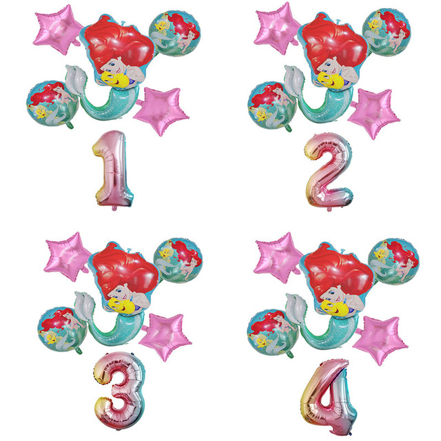 Zestaw dekoracji urodzinowych Mała Syrenka Ariel dla dziewczynki: talerze, kubki, słomki - Wianko - 2