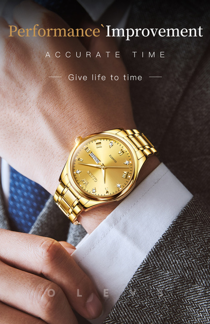 Męski zegarek luksusowej marki, złoty, klasyczny, biznesowy, wodoodporny, kwarcowy, ze stali nierdzewnej, dla mężczyzn - Reloj Hombre - Wianko - 8