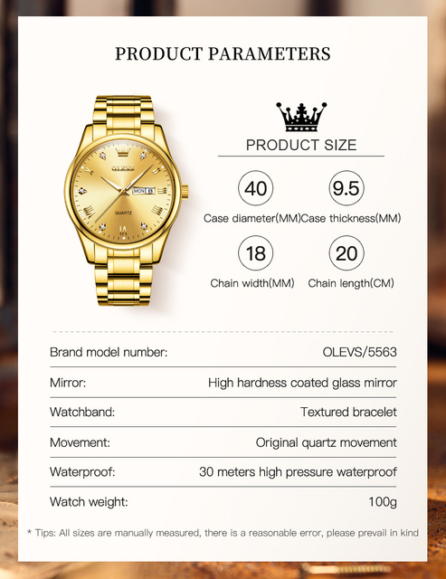 Męski zegarek luksusowej marki, złoty, klasyczny, biznesowy, wodoodporny, kwarcowy, ze stali nierdzewnej, dla mężczyzn - Reloj Hombre - Wianko - 2