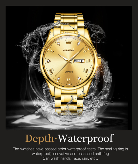 Męski zegarek luksusowej marki, złoty, klasyczny, biznesowy, wodoodporny, kwarcowy, ze stali nierdzewnej, dla mężczyzn - Reloj Hombre - Wianko - 5