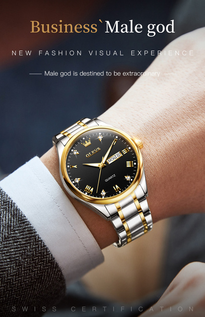 Męski zegarek luksusowej marki, złoty, klasyczny, biznesowy, wodoodporny, kwarcowy, ze stali nierdzewnej, dla mężczyzn - Reloj Hombre - Wianko - 10