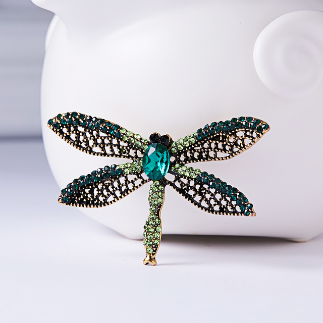 Broszka Vintage Crystal Dragonfly Rinhoo - Modna ozdoba w formie skrzydła ważki - Biżuteria z owadem - Wianko - 131
