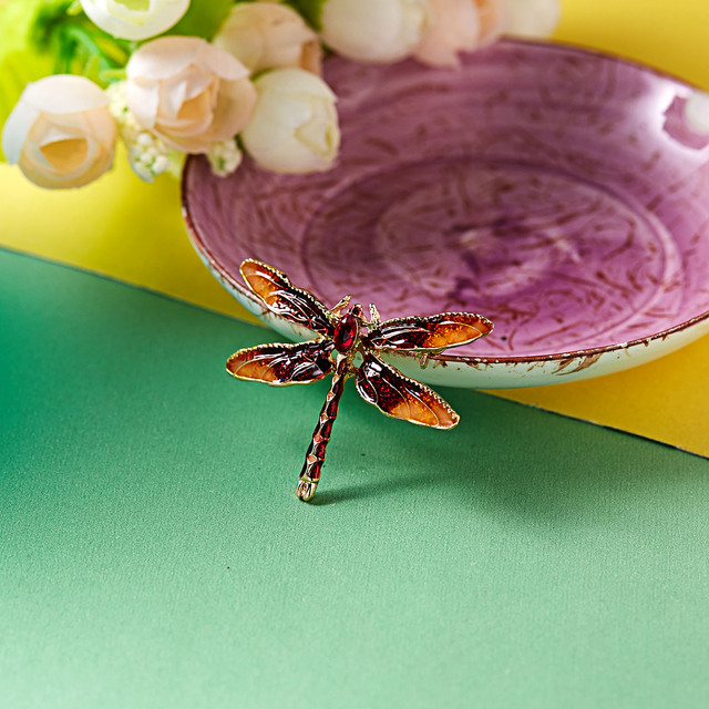 Broszka Vintage Crystal Dragonfly Rinhoo - Modna ozdoba w formie skrzydła ważki - Biżuteria z owadem - Wianko - 125