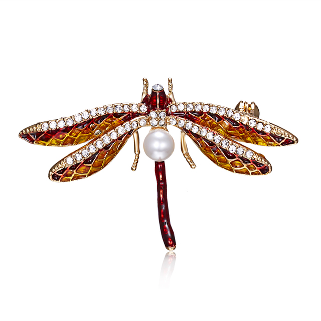 Broszka Vintage Crystal Dragonfly Rinhoo - Modna ozdoba w formie skrzydła ważki - Biżuteria z owadem - Wianko - 142