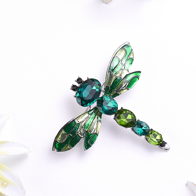 Broszka Vintage Crystal Dragonfly Rinhoo - Modna ozdoba w formie skrzydła ważki - Biżuteria z owadem - Wianko - 91