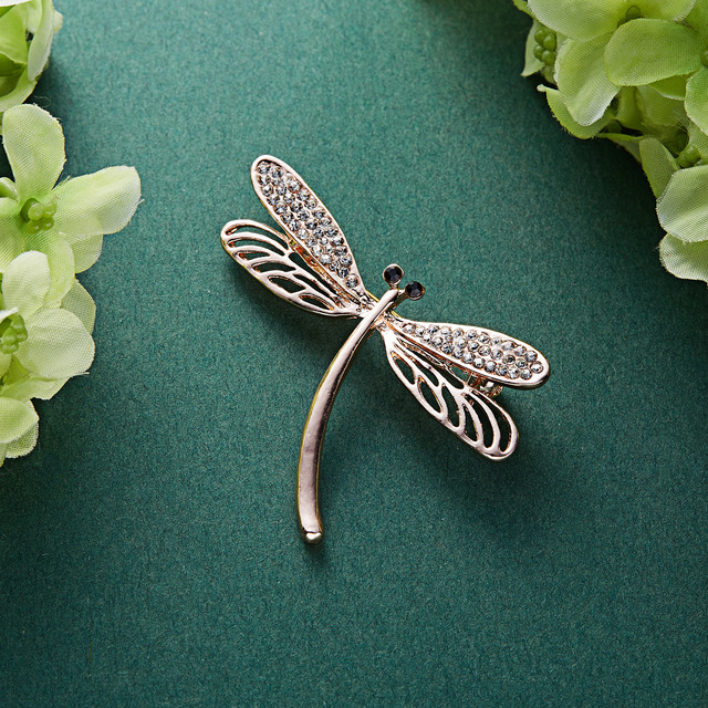Broszka Vintage Crystal Dragonfly Rinhoo - Modna ozdoba w formie skrzydła ważki - Biżuteria z owadem - Wianko - 146