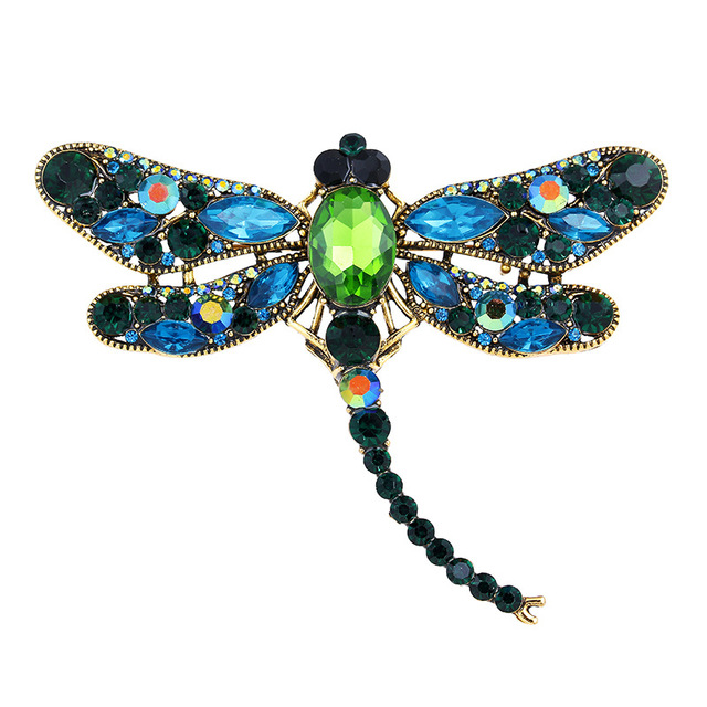 Broszka Vintage Crystal Dragonfly Rinhoo - Modna ozdoba w formie skrzydła ważki - Biżuteria z owadem - Wianko - 96