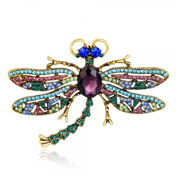 Broszka Vintage Crystal Dragonfly Rinhoo - Modna ozdoba w formie skrzydła ważki - Biżuteria z owadem - Wianko - 84