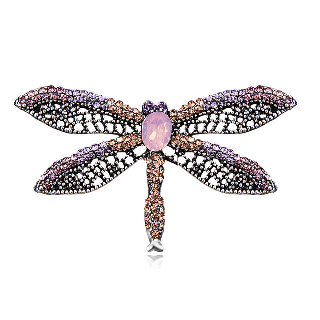 Broszka Vintage Crystal Dragonfly Rinhoo - Modna ozdoba w formie skrzydła ważki - Biżuteria z owadem - Wianko - 127
