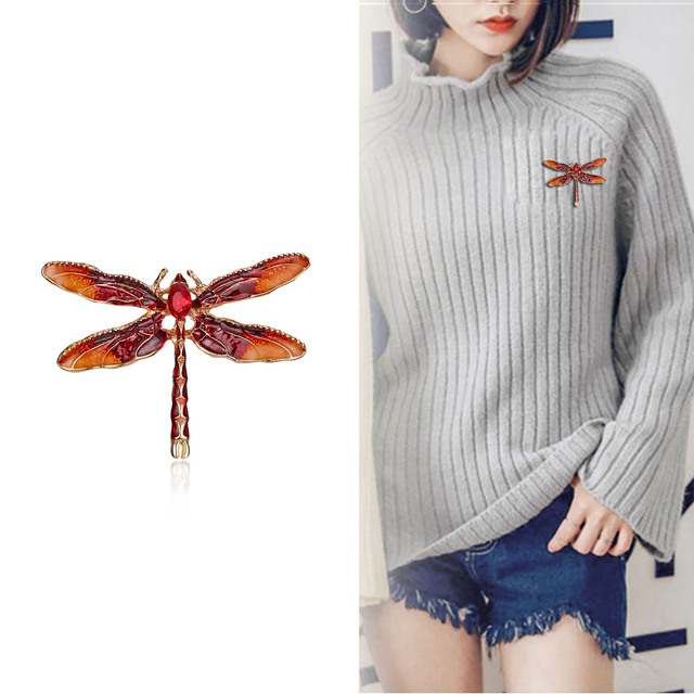 Broszka Vintage Crystal Dragonfly Rinhoo - Modna ozdoba w formie skrzydła ważki - Biżuteria z owadem - Wianko - 126