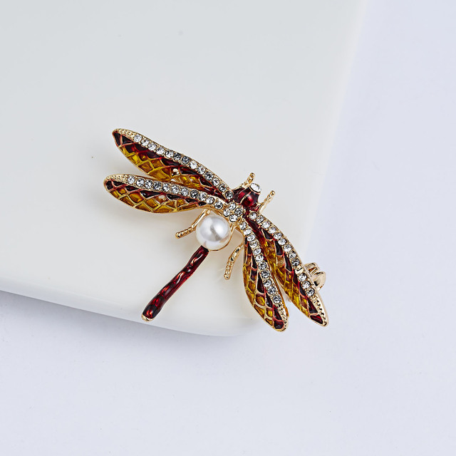Broszka Vintage Crystal Dragonfly Rinhoo - Modna ozdoba w formie skrzydła ważki - Biżuteria z owadem - Wianko - 143