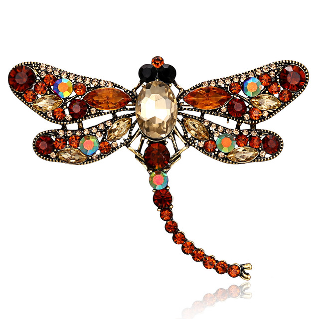 Broszka Vintage Crystal Dragonfly Rinhoo - Modna ozdoba w formie skrzydła ważki - Biżuteria z owadem - Wianko - 108
