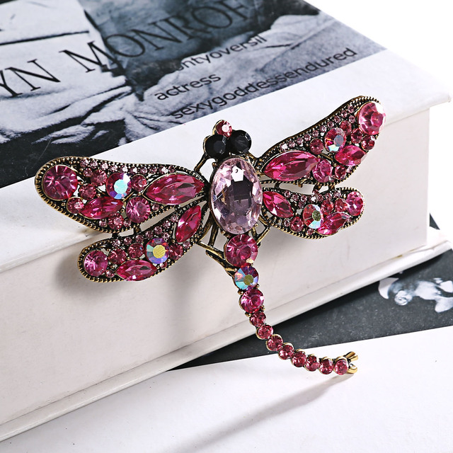 Broszka Vintage Crystal Dragonfly Rinhoo - Modna ozdoba w formie skrzydła ważki - Biżuteria z owadem - Wianko - 112